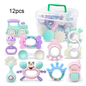 Baby Kids Sensory Teether Rattles Toys Set Newborn Hand Shaking Bell Toys Music Hand Shake Bed Plastic Animal  Gift Educational