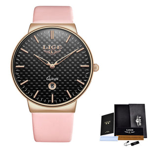 Relogio feminino LIGE Women Watches Top Luxury Brand Girl Quartz Watch Casual Leather Ladies Dress Watch Women Clock Reloj Mujer