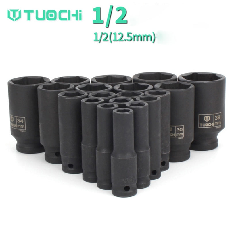 1PCS Impact Socket 1/2 (12.5mm) 8-41mm Universal Socket Metric Drive Deep Socket Set Wrench for Air Pneumatic Tool Repair Tools