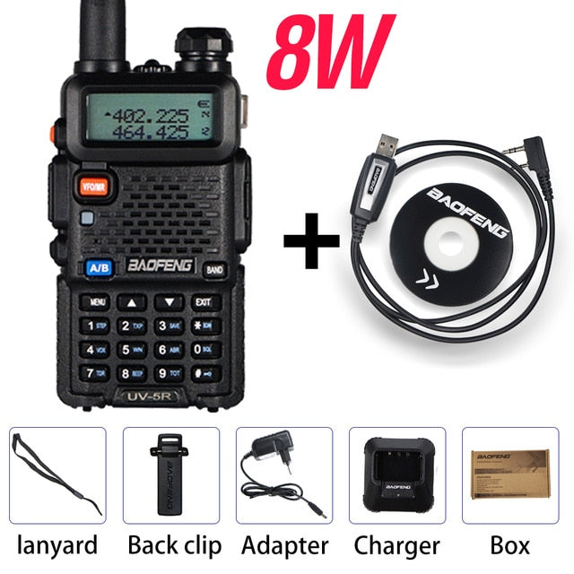 Powerful Baofeng UV-5R 8W Walkie Talkie VHF UHF Transceiver UV 5R Amateur Ham CB Radio Station 8Watts 10km Hunting Transmitter