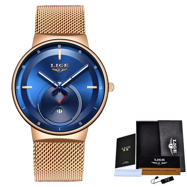 2020LIGE New Women Watches Top Brand Luxury Ladies Mesh Belt Ultra-thin Watch Stainless Steel Waterproof Clock Quartz Wristwatch