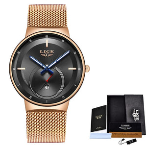 2020LIGE New Women Watches Top Brand Luxury Ladies Mesh Belt Ultra-thin Watch Stainless Steel Waterproof Clock Quartz Wristwatch