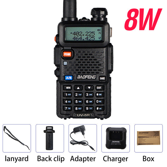 Powerful Baofeng UV-5R 8W Walkie Talkie VHF UHF Transceiver UV 5R Amateur Ham CB Radio Station 8Watts 10km Hunting Transmitter