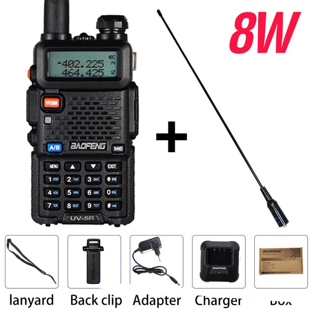 Powerful Baofeng UV-5R 8W Walkie Talkie VHF UHF Transceiver UV 5R Amateur Ham CB Radio Station 8Watts 10km Hunting Transmitter