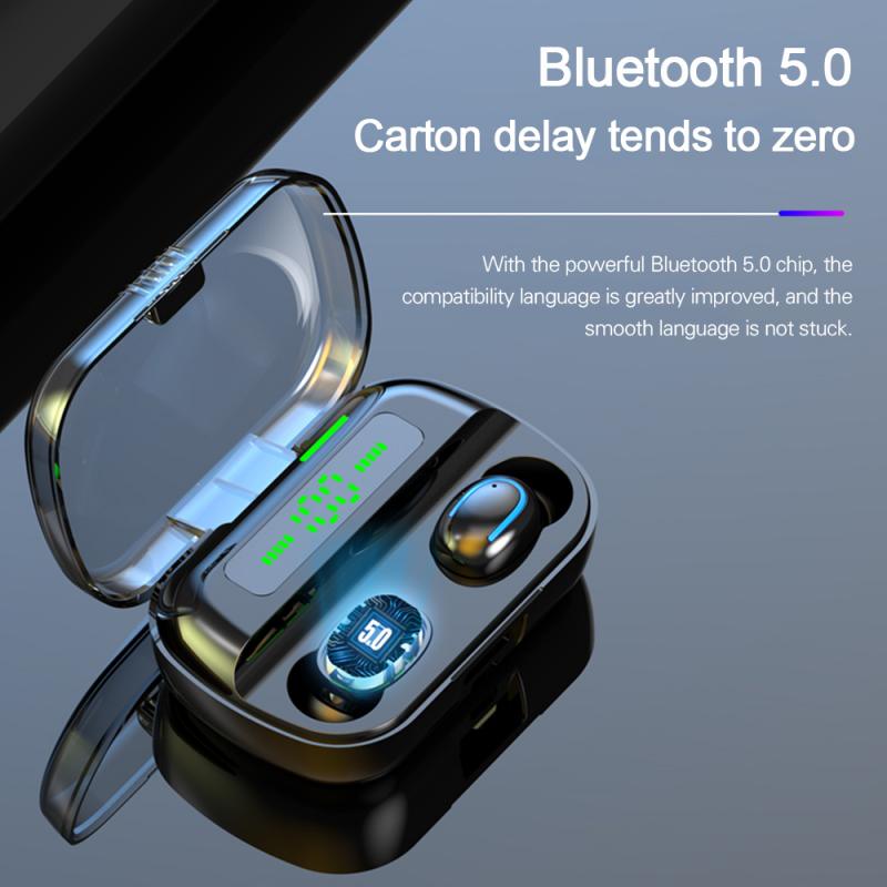 Tws Wireless Bluetooth V5.0 Sport Earphone Hifi Stereo Touch  Earbuds LED Digital Display Headset With Mic 2200mAh Charging Box