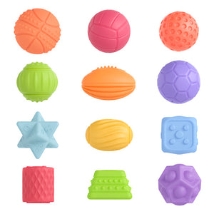 Tumama 6-12PCS Baby Toys Rubber Textured Touch Ball Baby Touch Hand Training Massage ball Tactile Senses Toy