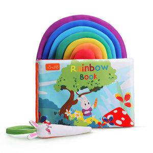 TUMAMA Baby Book Colorful 3D Soft Baby Early Educational Cloth Books Learning Number English Letter Rainbow Book Kid Rattle Toy