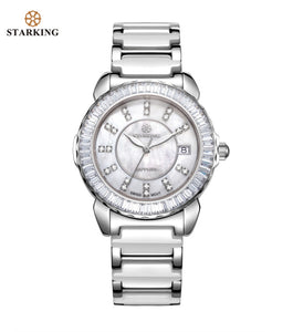 STARKING Brand Ceramic Watches New Arrival Quartz Women Luxury Watch Female Clock White Full Crystal Fashion Casual Wristwatches