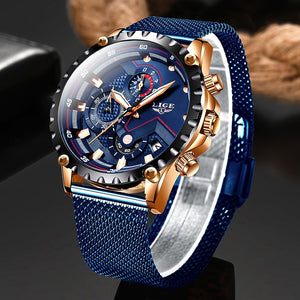 2020 New Blue Casual Fashion Watch Men Quartz Clock Mens Watches LIGE Top Brand Luxury Waterproof Wrist watch Relogio Masculino