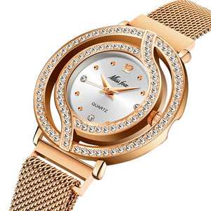 2020 MISSFOX Luxury Women Watches Magnetic Female Clock Hollow Bezel Quartz Wristwatch Xfcs Fashion Diamond Ladies Wrist Watch