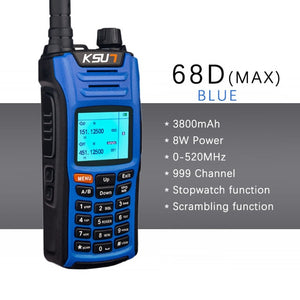 Walkie Talkie KSUN KS-XKB 6W High Power Dual Band Handheld Two Way Ham Radio Communicator HF Transceiver Amateur Handy