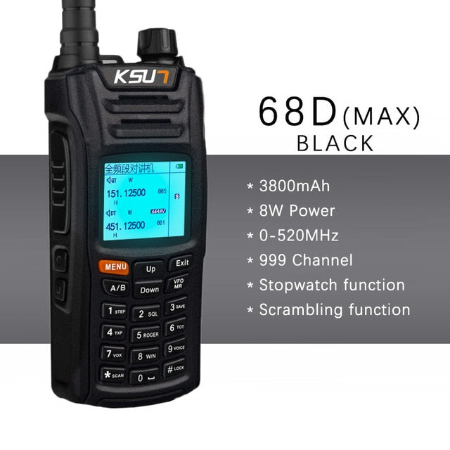 Walkie Talkie KSUN KS-XKB 6W High Power Dual Band Handheld Two Way Ham Radio Communicator HF Transceiver Amateur Handy