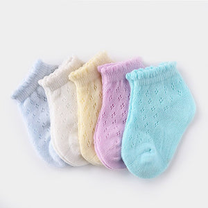 5PCS Children's Socks Spring Summer New Boys Girls Cotton Thin Breathable Baby Mesh Sock White Soft for Newborn Toddlers Infant