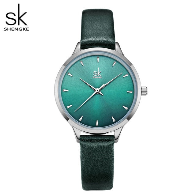 Shengke Women Watches Multi Color Lady Fashion Quartz Watch Simple PU Watchband Waterproof Wrist Watch Relogio Feminino