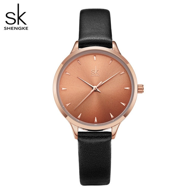 Shengke Women Watches Multi Color Lady Fashion Quartz Watch Simple PU Watchband Waterproof Wrist Watch Relogio Feminino