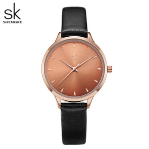 Shengke Women Watches Multi Color Lady Fashion Quartz Watch Simple PU Watchband Waterproof Wrist Watch Relogio Feminino