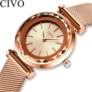 2020 CIVO Luxury Brand Women Watches Fashion Casual Quartz Ladies wrist watch Mesh Strap Waterproof Clock Relogio Feminino 8107C