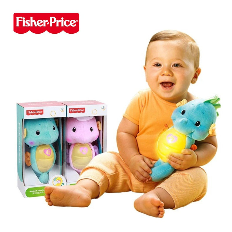 Original Fisher Price 0-12months Baby Musical Kids Toys Seahorse Appease Educational Toys Hippocampus Plush Peluche Doll Oyuncak