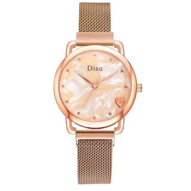 Top Brand 5pcs Set Watch Women Fashion Rose Gold Women Watches Bracelet Watch Ladies Dress Unique Design Magnet Wristwatch Clock