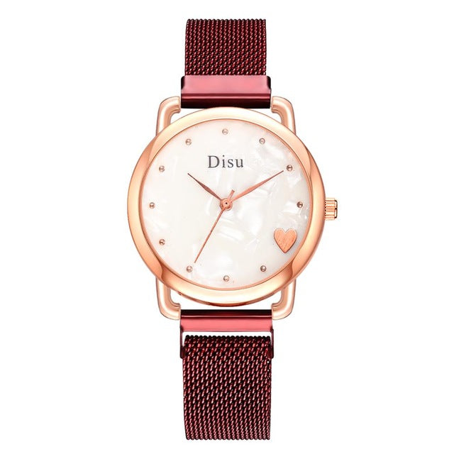 Top Brand 5pcs Set Watch Women Fashion Rose Gold Women Watches Bracelet Watch Ladies Dress Unique Design Magnet Wristwatch Clock