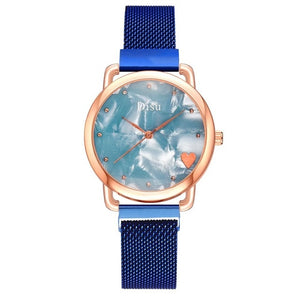 Top Brand 5pcs Set Watch Women Fashion Rose Gold Women Watches Bracelet Watch Ladies Dress Unique Design Magnet Wristwatch Clock