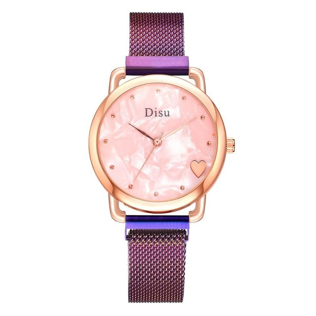 Top Brand 5pcs Set Watch Women Fashion Rose Gold Women Watches Bracelet Watch Ladies Dress Unique Design Magnet Wristwatch Clock