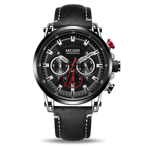 2020MEGIR NEW Mens Watches Top Brand Luxury Waterproof 24 Hour Date Quartz Clock Male Leather Sport Wristwatch Relogio Masculino