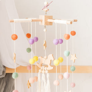 1 set  Baby Mobile Bed bell Silicone Beads Beech Wood Bird Rattles  Kid Room Bed Hanging Decor wood rodent Children Products Toy