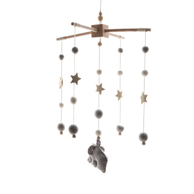 1 set  Baby Mobile Bed bell Silicone Beads Beech Wood Bird Rattles  Kid Room Bed Hanging Decor wood rodent Children Products Toy