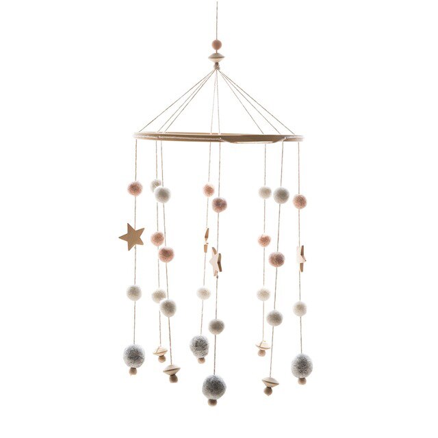 1 set  Baby Mobile Bed bell Silicone Beads Beech Wood Bird Rattles  Kid Room Bed Hanging Decor wood rodent Children Products Toy