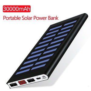 Solar Power Bank 30000mah External Battery 2 USB LED Portable Powerbank Mobile Phone Solar Charger for Xiaomi Iphone Huawie