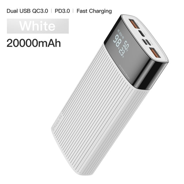 Kuulaa power bank 20000 mah usb tipo c pd carregamento rápido + carga rápida 3.0 powerbank 20000 mah bateria externa para xiaomi iphone