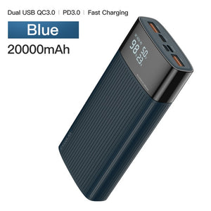 Kuulaa power bank 20000 mah usb tipo c pd carregamento rápido + carga rápida 3.0 powerbank 20000 mah bateria externa para xiaomi iphone