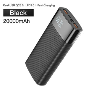 Kuulaa power bank 20000 mah usb tipo c pd carregamento rápido + carga rápida 3.0 powerbank 20000 mah bateria externa para xiaomi iphone