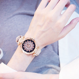 2019 reloj de pulsera para mujer, reloj de pulsera con cielo estrellado para mujer, reloj de pulsera informal de cuero de cuarzo, reloj femenino