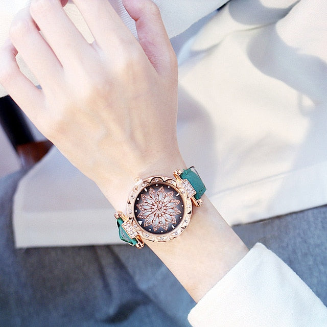 2019 reloj de pulsera para mujer, reloj de pulsera con cielo estrellado para mujer, reloj de pulsera informal de cuero de cuarzo, reloj femenino