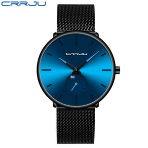 Crrju moda dos homens relógios de luxo da marca superior relógio de quartzo masculino casual fino malha aço à prova dlogiágua esporte relógio relogio masculino