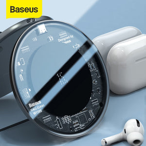 Baseus 15W Fast Wireless Charger For iPhone 11 X Xs Max For Airpods Visible Qi Wireless Charging Pad For Samsung S10 S9 Note 10