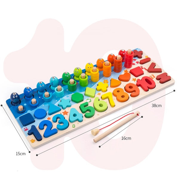 Kids Toys Montessori Educational Wooden Toys Geometric Shape Cognition Puzzle Toys Math Toys Early Educational Toys for Children