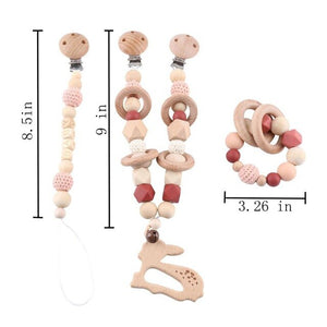 3pc/set Baby Rattles Crib Mobiles Wooden Pacifier Chain Holder For Nipples Kids Stroller Accessories Baby Crib Toys 2020 New Hot