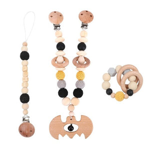 3pc/set Baby Rattles Crib Mobiles Wooden Pacifier Chain Holder For Nipples Kids Stroller Accessories Baby Crib Toys 2020 New Hot