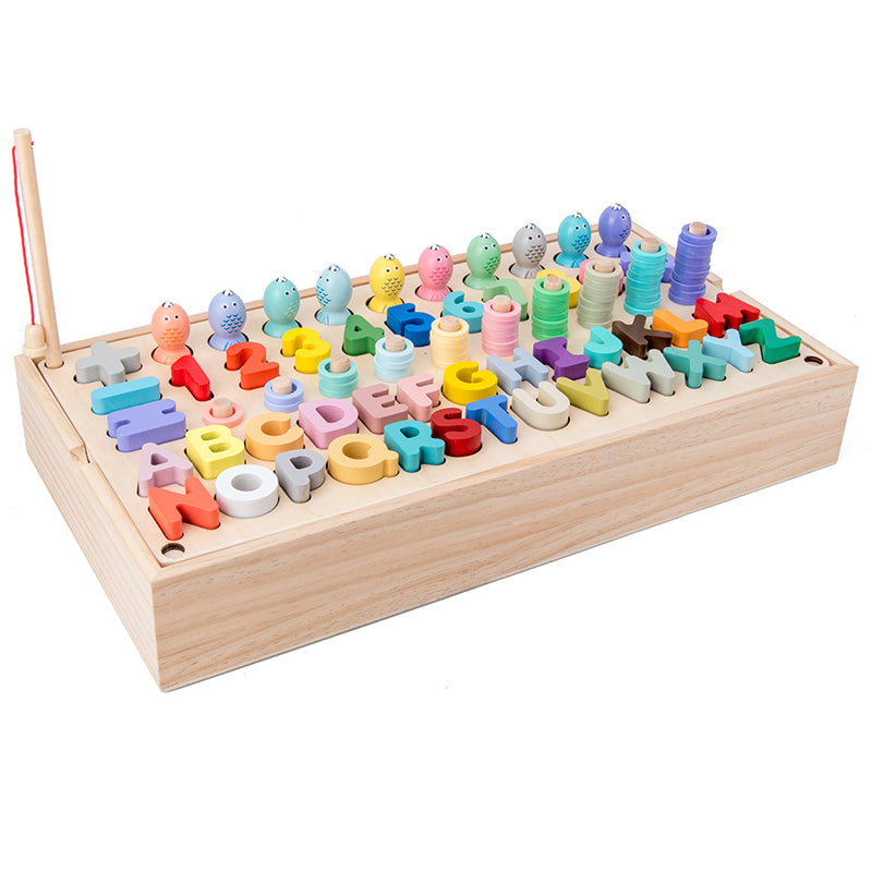 Montessori Educational Wooden Toys Geometric Shape Matching Count Magnetic Fishing Toys Math Early Educational Toys For Children