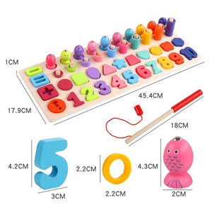 Montessori Educational Wooden Toys Geometric Shape Matching Count Magnetic Fishing Toys Math Early Educational Toys For Children