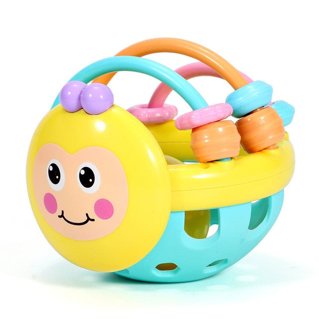 Soft Rubber Juguetes Bebe Cartoon Bee Hand Knocking Rattle Dumbbell Early Educational Toy For Kid Hand Bell Baby Toys 0-12 Month