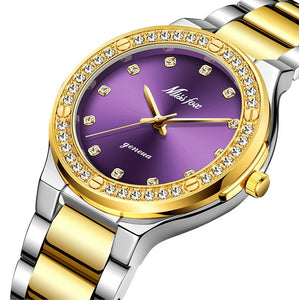 Dropshipping New 2020 Hot Selling Diamond Wrist Watches For Women Steel Two Tone Gold Female Watch Hour Purple Quartz Wristwatch