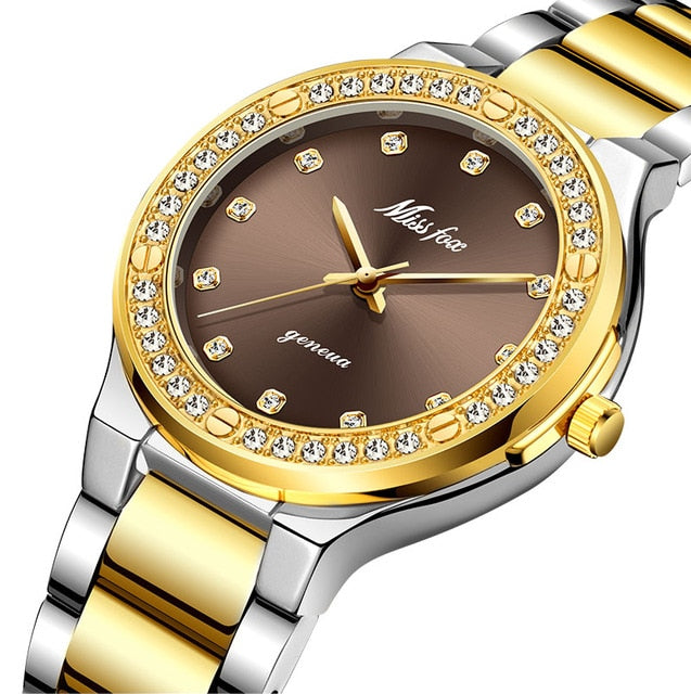 Dropshipping New 2020 Hot Selling Diamond Wrist Watches For Women Steel Two Tone Gold Female Watch Hour Purple Quartz Wristwatch