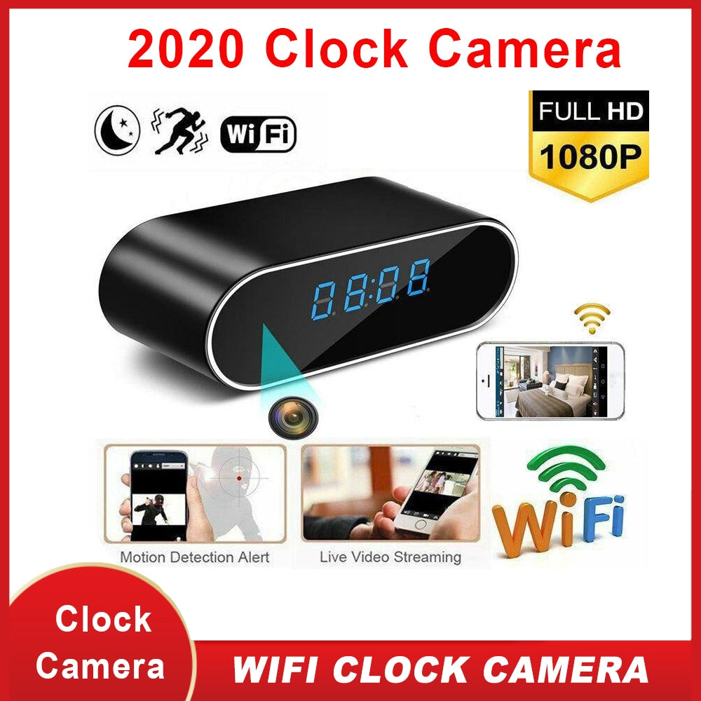 WiFi Table Clock Mini Camera 1080P HD IP P2P DVR Camcorder Alarm Set Night Vision Motion Sensor Remote Monitor Micro Cam