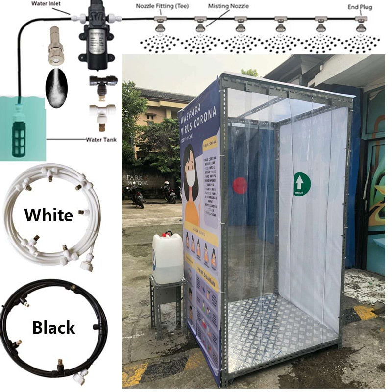 Water Mist Spray For Booth Sterilizing And Outdoor Nebulizer Pump Misting system Kit 6M  9M 12M 15M 18M Slip Lock T connectors