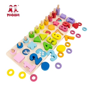 Baby Wooden Montessori Educational Material Toy Kids Early Learning Infant Shape Match Board Toy For More Than 3 Year Old PHOOHI