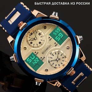 BOAMIGO Mens Watches Top Luxury Brand Men Sports Watches Men's Quartz LED Digital 3 Clock man Male Wrist Watch relogio masculino